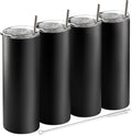 Earth Drinkware Stainless Steel Skinny Tumbler Set, 20 Oz (4 Pack) - Vacuum Insulated Coffee Tumblers with Lids and Straws - BPA Free - Travel Mugs, Keep Hot and Cold - Black Home & Garden > Kitchen & Dining > Tableware > Drinkware Earth Drinkware Black - 4 Pack  