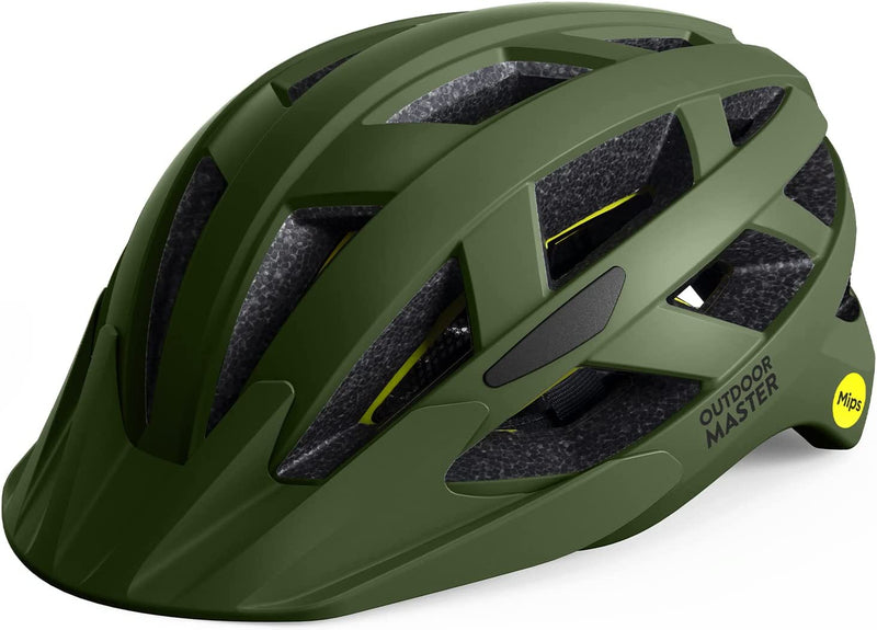 Outdoormaster Gem Recreational MIPS Cycling Helmet - Two Removable Liners & Ventilation in Multi-Environment - Bike Helmet in Mountain, Motorway for Youth & Adult Sporting Goods > Outdoor Recreation > Cycling > Cycling Apparel & Accessories > Bicycle Helmets OutdoorMaster Palm Green Large 