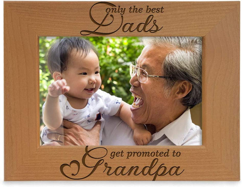 KATE POSH Only the Best Dads Get Promoted to Grandpa Natural Wood Engraved Picture Frame. Best Grandpa Ever, Father'S Day, Papa Gifts for Birthday, New Grandpa Gifts from Baby 4X6 Horizontal Home & Garden > Decor > Picture Frames KATE POSH 5x7-Horizontal  