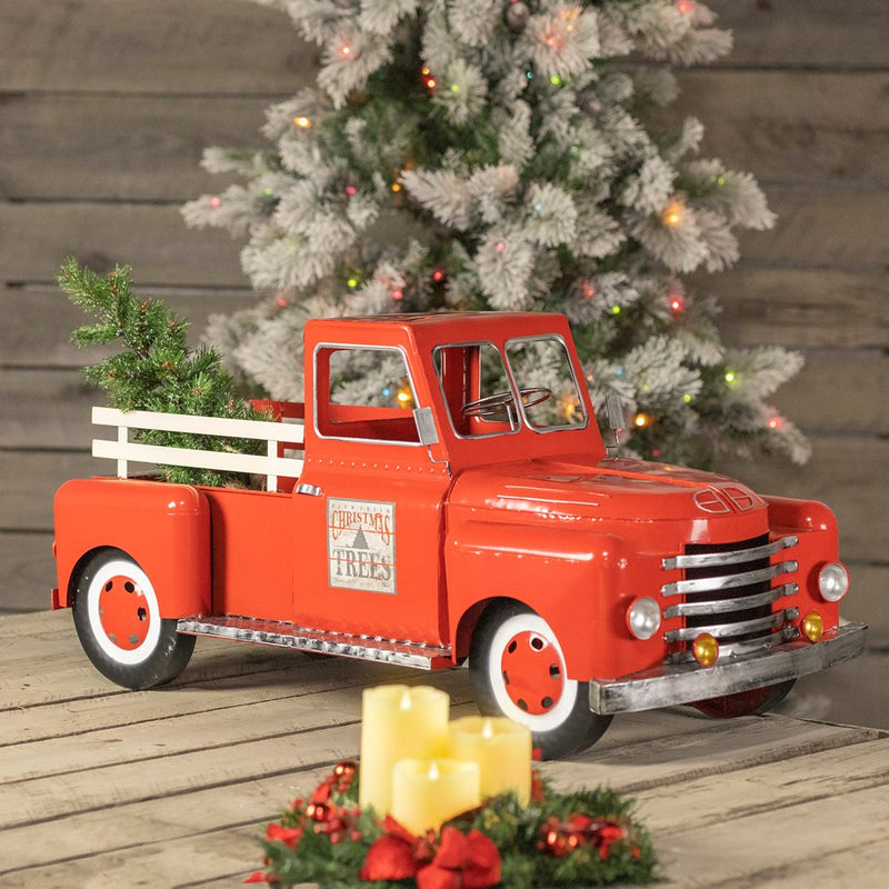 Red Metal Christmas Pickup Truck Decoration Home & Garden > Decor > Seasonal & Holiday Decorations& Garden > Decor > Seasonal & Holiday Decorations Zaer Ltd. Large 36 in. Long  