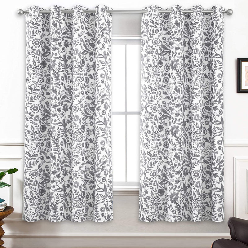 Driftaway Julia Watercolor Blackout Room Darkening Grommet Lined Thermal Insulated Energy Saving Window Curtains 2 Layers 2 Panels Each Size 52 Inch by 84 Inch Blush Home & Garden > Decor > Window Treatments > Curtains & Drapes DriftAway Grey 52'' x 63'' 