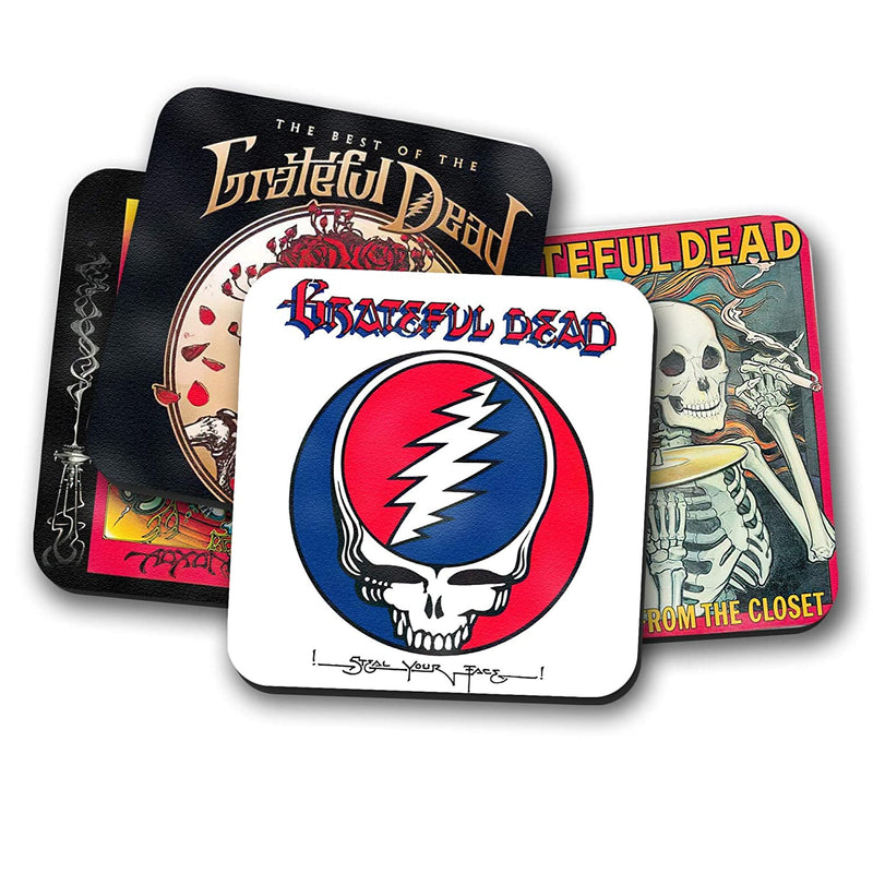 Grateful Album Cover Reproduction Coasters with Wood Holder | Deadhead Gift | Rock and Roll Fan Home & Garden > Kitchen & Dining > Barware Generic   