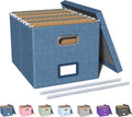 Oterri File Storage Organizer Box,Filing Box,Portable File Box with Lid,Fit for Letter/Legal File Folder Storage, Easy Slide Durable Hanging File Box for Office/Decor/Home,1 Pack,Gray-Box Only Home & Garden > Household Supplies > Storage & Organization Oterri Dark-blue 1 pack 