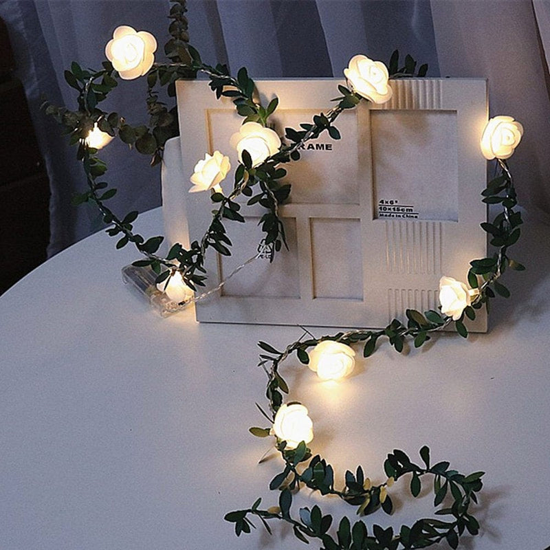 Baabni String Lights Battery Operated Indoor with LED Light White Roses with Warm Light Home & Garden > Decor > Seasonal & Holiday Decorations Bababani   