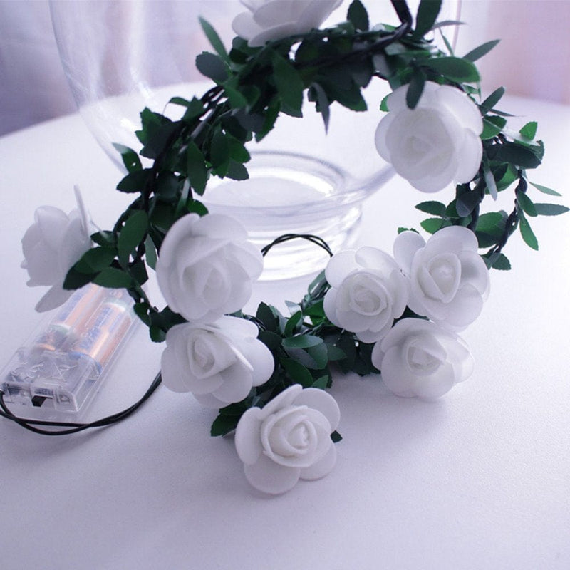 Baabni String Lights Battery Operated Indoor with LED Light White Roses with Warm Light