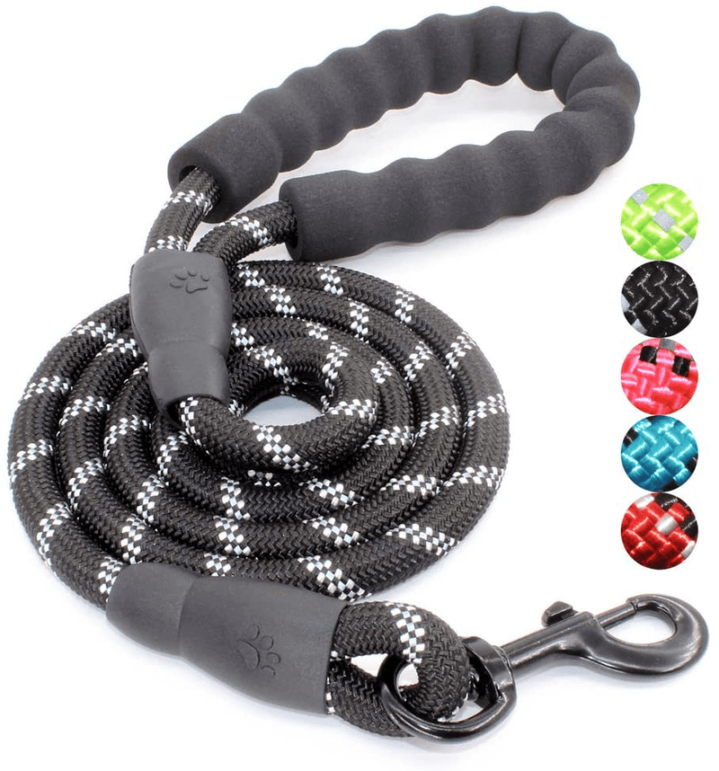 BAAPET 2/4/5/6 FT Strong Dog Leash with Comfortable Padded Handle and Highly Reflective Threads for Small Medium and Large Dogs Animals & Pet Supplies > Pet Supplies > Dog Supplies BAAPET Black 1/2'' x 5 FT (18~120 lbs.) 
