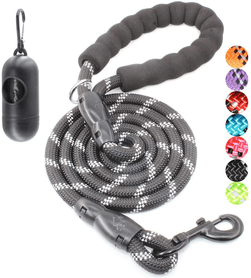 BAAPET 2/4/5/6 FT Strong Dog Leash with Comfortable Padded Handle and Highly Reflective Threads for Small Medium and Large Dogs Animals & Pet Supplies > Pet Supplies > Dog Supplies BAAPET Black 1/2'' x 6 FT (18~120 lbs.) 