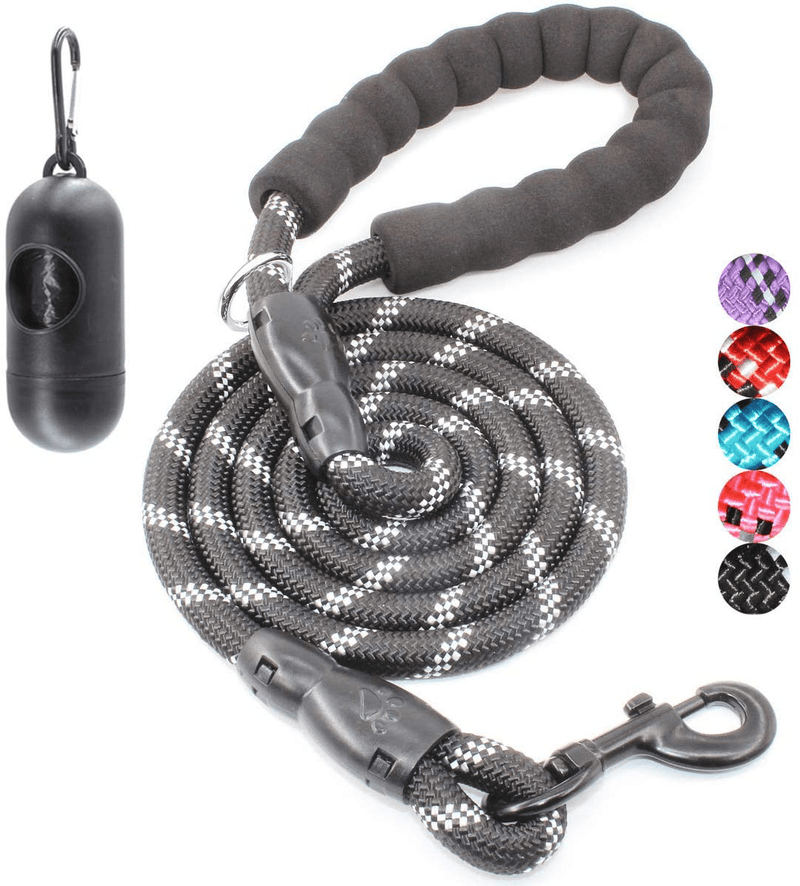 BAAPET 2/4/5/6 FT Strong Dog Leash with Comfortable Padded Handle and Highly Reflective Threads for Small Medium and Large Dogs Animals & Pet Supplies > Pet Supplies > Dog Supplies BAAPET Black 1/2'' x 4 FT (18~120 lbs.) 