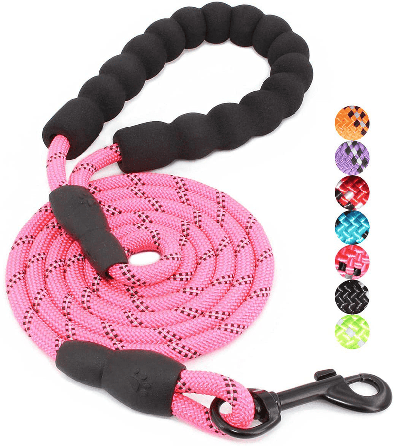 BAAPET 2/4/5/6 FT Strong Dog Leash with Comfortable Padded Handle and Highly Reflective Threads for Small Medium and Large Dogs Animals & Pet Supplies > Pet Supplies > Dog Supplies BAAPET Pink 1/3'' x 5 FT (0~18 lbs.) 