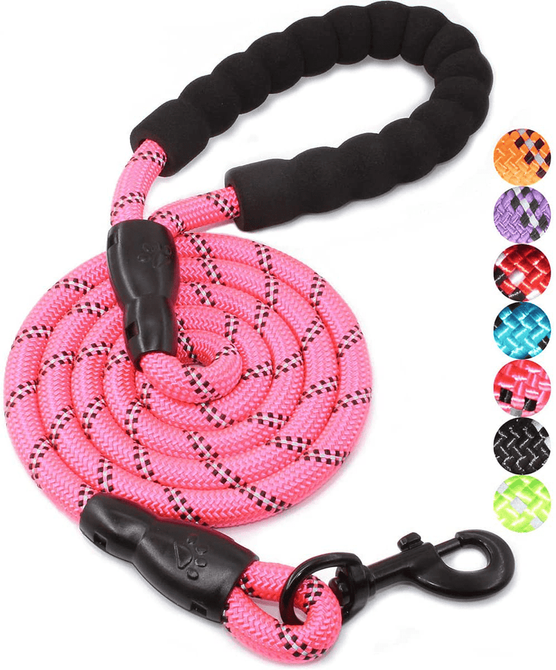 BAAPET 2/4/5/6 FT Strong Dog Leash with Comfortable Padded Handle and Highly Reflective Threads for Small Medium and Large Dogs Animals & Pet Supplies > Pet Supplies > Dog Supplies BAAPET Pink 1/2'' x 5 FT (18~120 lbs.) 