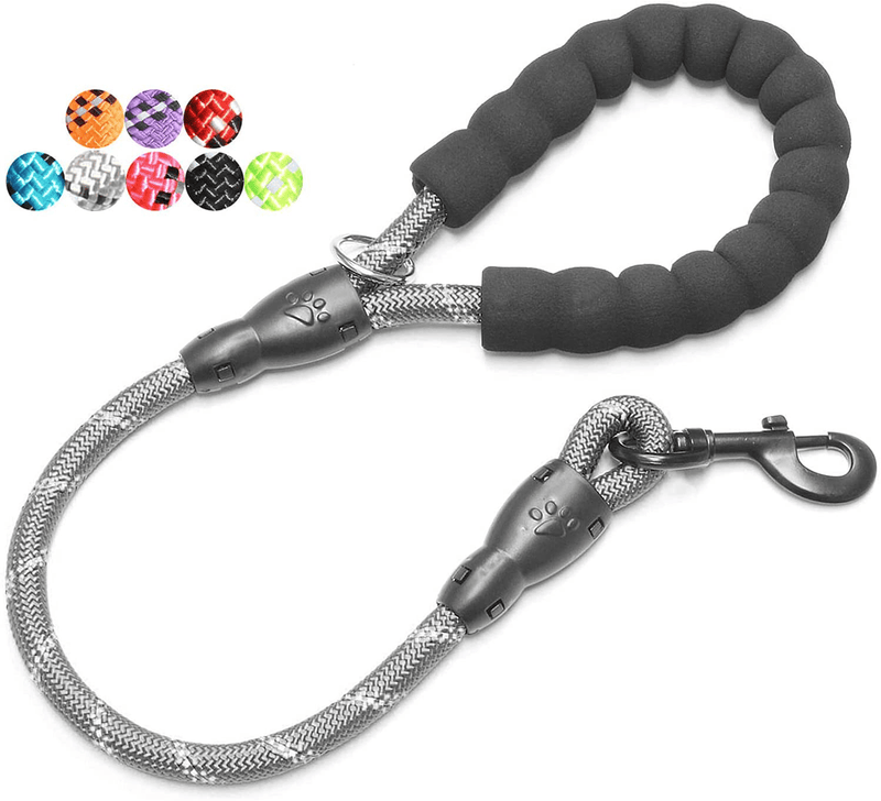 BAAPET 2/4/5/6 FT Strong Dog Leash with Comfortable Padded Handle and Highly Reflective Threads for Small Medium and Large Dogs Animals & Pet Supplies > Pet Supplies > Dog Supplies BAAPET Grey 1/2'' x 2 FT (18~120 lbs.) 