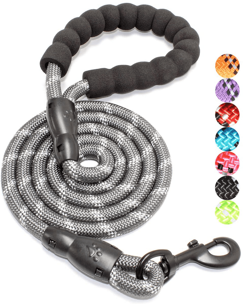 BAAPET 2/4/5/6 FT Strong Dog Leash with Comfortable Padded Handle and Highly Reflective Threads for Small Medium and Large Dogs Animals & Pet Supplies > Pet Supplies > Dog Supplies BAAPET Grey 1/2'' x 5 FT (18~120 lbs.) 