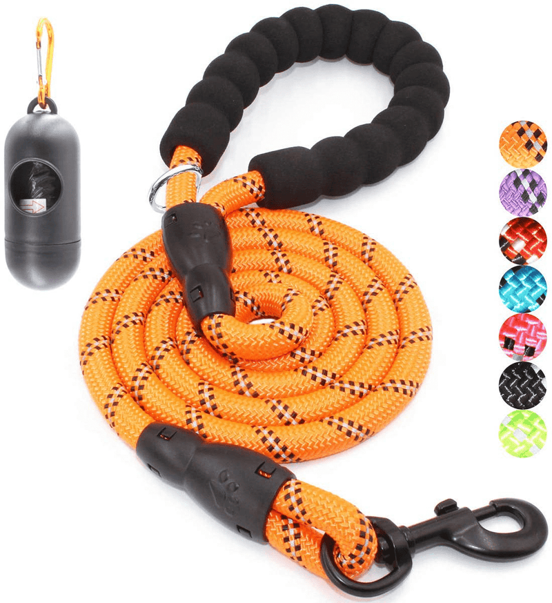 BAAPET 2/4/5/6 FT Strong Dog Leash with Comfortable Padded Handle and Highly Reflective Threads for Small Medium and Large Dogs Animals & Pet Supplies > Pet Supplies > Dog Supplies BAAPET Orange 1/2'' x 4 FT (18~120 lbs.) 