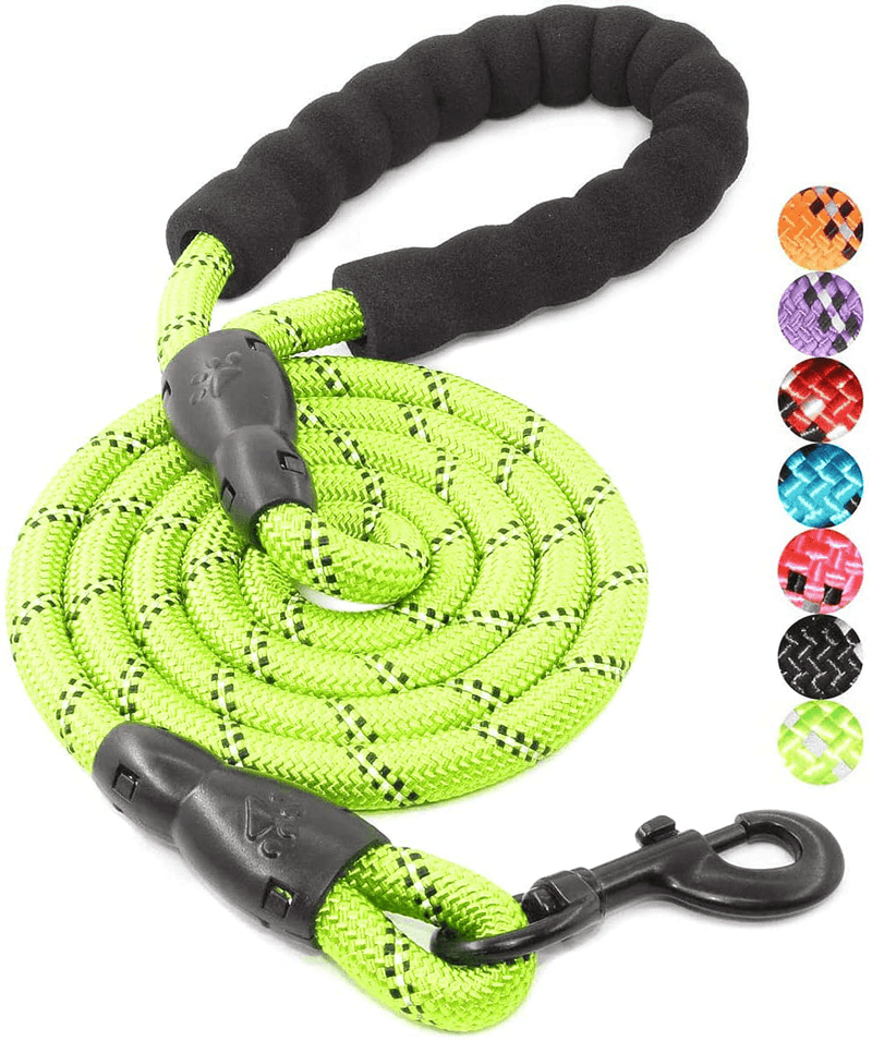 BAAPET 2/4/5/6 FT Strong Dog Leash with Comfortable Padded Handle and Highly Reflective Threads for Small Medium and Large Dogs Animals & Pet Supplies > Pet Supplies > Dog Supplies BAAPET Green 1/2'' x 5 FT (18~120 lbs.) 