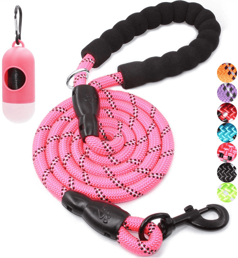 BAAPET 2/4/5/6 FT Strong Dog Leash with Comfortable Padded Handle and Highly Reflective Threads for Small Medium and Large Dogs Animals & Pet Supplies > Pet Supplies > Dog Supplies BAAPET Pink 1/2'' x 6 FT (18~120 lbs.) 
