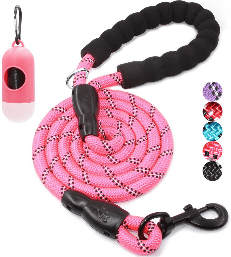 BAAPET 2/4/5/6 FT Strong Dog Leash with Comfortable Padded Handle and Highly Reflective Threads for Small Medium and Large Dogs Animals & Pet Supplies > Pet Supplies > Dog Supplies BAAPET Pink 1/2'' x 4 FT (18~120 lbs.) 