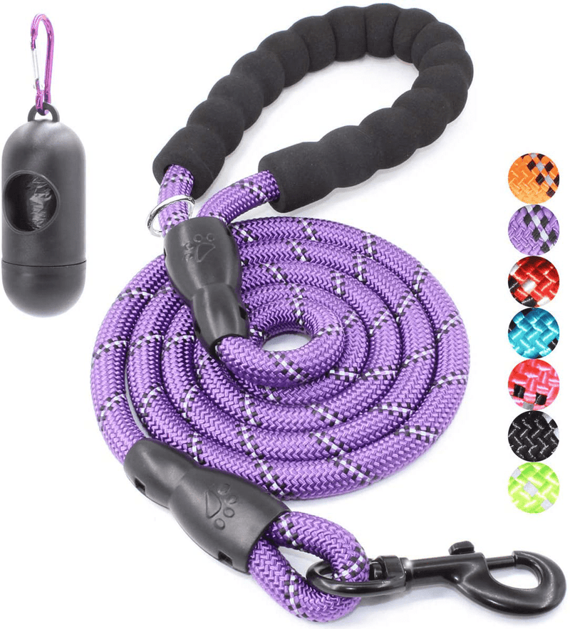 BAAPET 2/4/5/6 FT Strong Dog Leash with Comfortable Padded Handle and Highly Reflective Threads for Small Medium and Large Dogs Animals & Pet Supplies > Pet Supplies > Dog Supplies BAAPET Purple 1/2'' x 6 FT (18~120 lbs.) 
