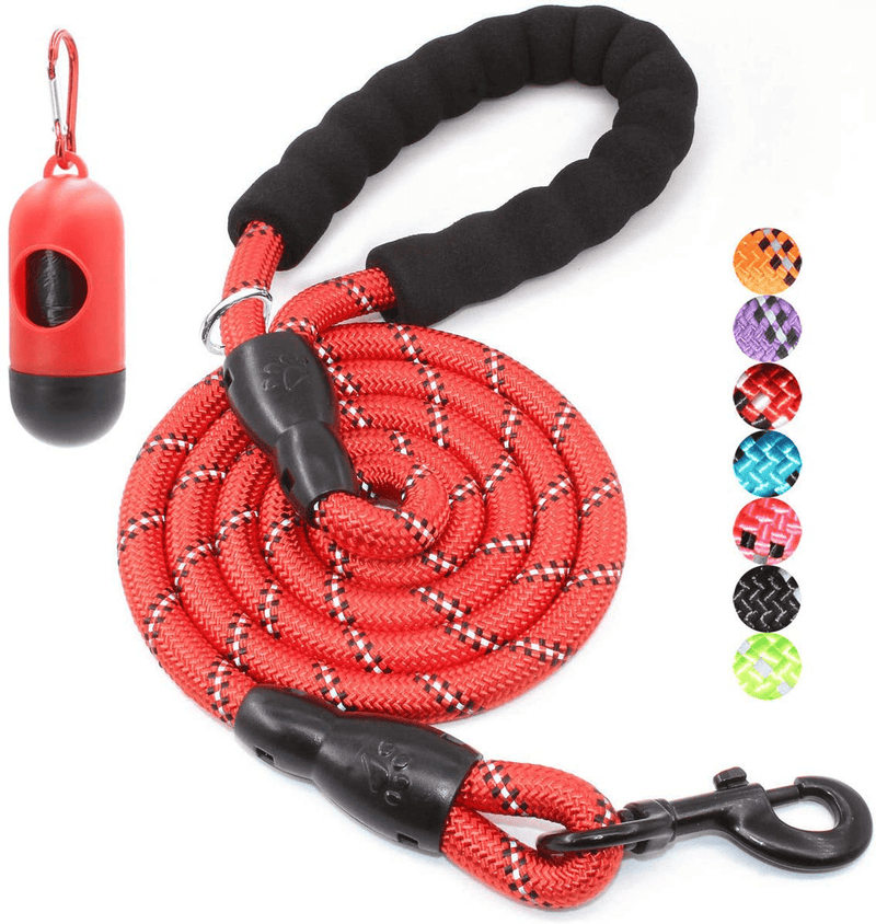 BAAPET 2/4/5/6 FT Strong Dog Leash with Comfortable Padded Handle and Highly Reflective Threads for Small Medium and Large Dogs Animals & Pet Supplies > Pet Supplies > Dog Supplies BAAPET Red 1/2'' x 6 FT (18~120 lbs.) 