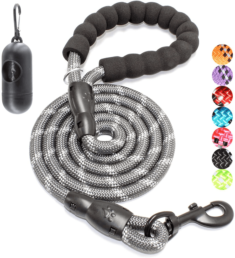 BAAPET 2/4/5/6 FT Strong Dog Leash with Comfortable Padded Handle and Highly Reflective Threads for Small Medium and Large Dogs Animals & Pet Supplies > Pet Supplies > Dog Supplies BAAPET Grey 1/2'' x 4 FT (18~120 lbs.) 