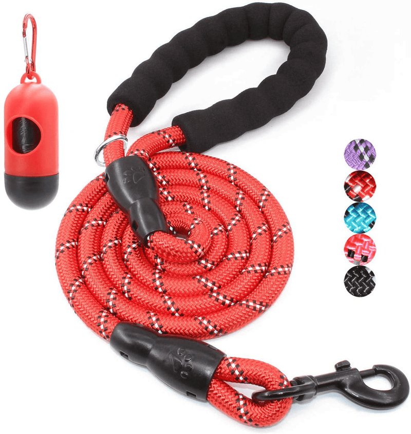 BAAPET 2/4/5/6 FT Strong Dog Leash with Comfortable Padded Handle and Highly Reflective Threads for Small Medium and Large Dogs Animals & Pet Supplies > Pet Supplies > Dog Supplies BAAPET Red 1/2'' x 4 FT (18~120 lbs.) 