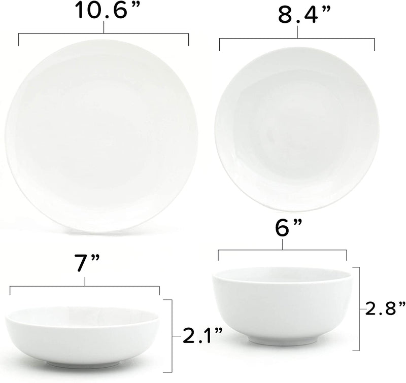 Euro Ceramica Essential Collection Porcelain Dinnerware and Serveware, 16 Piece Set, Service for 4, Classic White Home & Garden > Kitchen & Dining > Tableware > Dinnerware Euro Ceramica Inc   