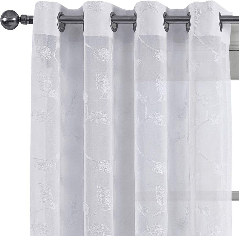 Sheetsnthings Embroidered Brook 108-Inch Wide X 108-Inch Long, Set of 2 Grommet Top Sheer Window Curtains, White Home & Garden > Decor > Window Treatments > Curtains & Drapes Wholesalebeddings   