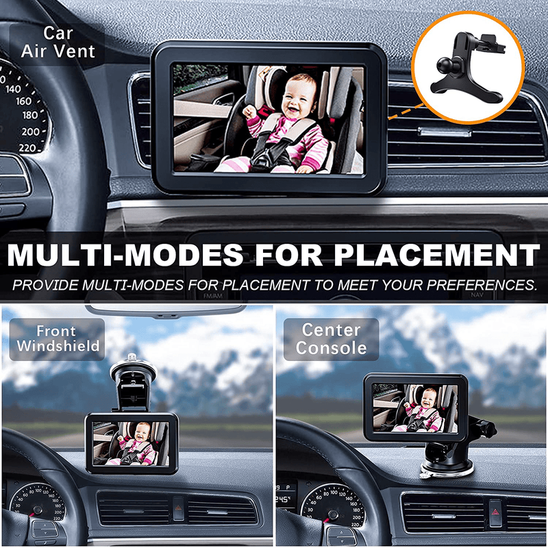 Baby-Car-Mirror-Baby-Car-Camera for the-Back Seat - with 4.3'' HD Display, Night Vision, Wide View, Stable Sucker Bracket, Car Baby Monitor with Camera Suitable for all Families with Newborn Babies Vehicles & Parts > Vehicle Parts & Accessories > Motor Vehicle Electronics > Motor Vehicle A/V Players & In-Dash Systems FEISIKE   