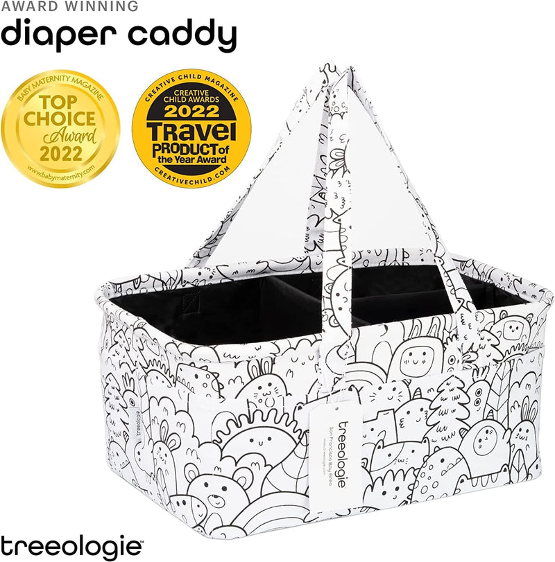 Baby Diaper Caddy Organizer Basket for Nursery Changing Table - Car Storage Tote Bag for Nappy, Diapers, and Wipes - Newborn Registry Shower Gift for Girl and Boy Must Haves - Travel Bin(White) Home & Garden > Household Supplies > Storage & Organization Treeologie   