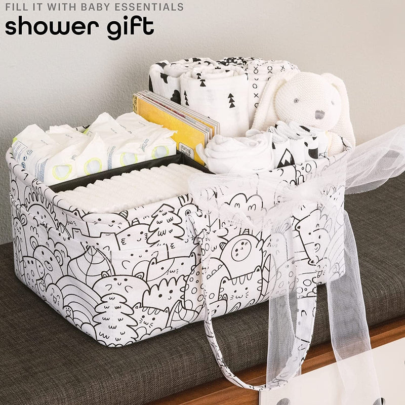 Baby Diaper Caddy Organizer Basket for Nursery Changing Table - Car Storage Tote Bag for Nappy, Diapers, and Wipes - Newborn Registry Shower Gift for Girl and Boy Must Haves - Travel Bin(White) Home & Garden > Household Supplies > Storage & Organization Treeologie   