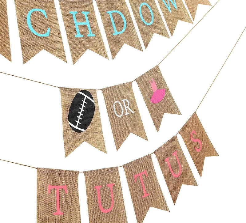 Baby Gender Reveal Party Supplies - Burlap Banner for Gender Reveal,Perfect Gender Reveal Ideas Theme, Boy or Girl Banner for Party Decorations, Unique Baby Shower Ideas (Touchdowns or Tutus Banner) Home & Garden > Decor > Seasonal & Holiday Decorations WAOUH   
