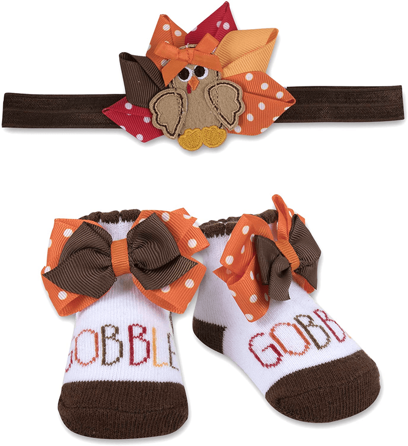 Baby Holiday Socks and Hats or Headbands with Bows for Halloween and Thanksgiving, Ages 0-6 Months Old – 2 Piece Sets Home & Garden > Decor > Seasonal & Holiday Decorations& Garden > Decor > Seasonal & Holiday Decorations Baby Essentials Gobble Gobble Turkey  
