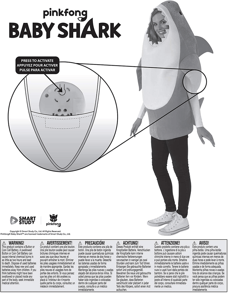 Baby Shark Daddy Shark Adult Costume with Sound Chip Apparel & Accessories > Costumes & Accessories > Costumes Rubie's   