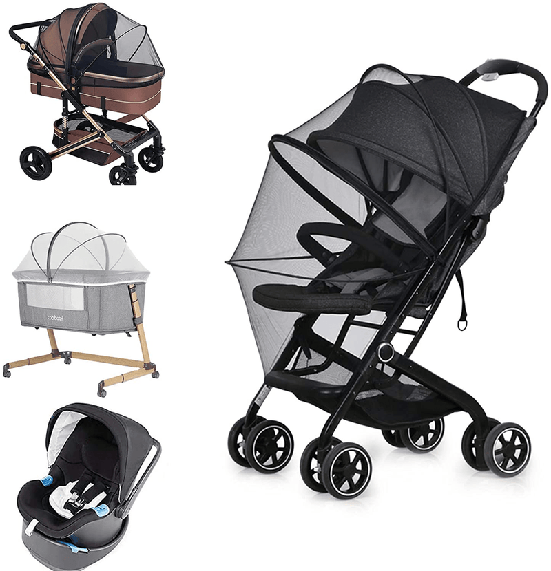 Baby Stroller Mosquito Nets, Universal Lock-Type Baby Stroller Mosquito Nets, Stretch Nets, Breathable and Folding Dual-Use Zipper Nets, Baby Car Seat Covers, Cradles (Black) Sporting Goods > Outdoor Recreation > Camping & Hiking > Mosquito Nets & Insect Screens naichi Black  