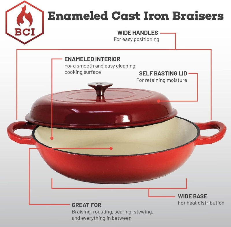 Backcountry Iron Enameled 3.5 Quart Signature Cast Iron Braiser with Lid Home & Garden > Kitchen & Dining > Cookware & Bakeware Backcountry Iron   