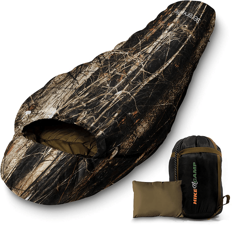 Backpacking Sleeping Bag Camping Gear - Mummy Sleeping Bag for Adults/Teens W/ Pillow, Bag - Outdoor Lightweight Weather Proof Sleeping Bag - Camping, Hiking Traveling - Serenelife Sporting Goods > Outdoor Recreation > Camping & Hiking > Sleeping Bags SereneLife Real Tree  