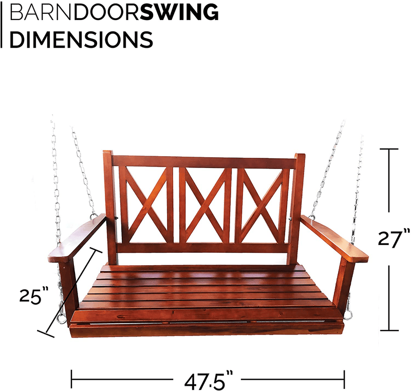 BACKYARD EXPRESSIONS PATIO · HOME · GARDEN 914894 4ft. Rustic Finished Fir Wood (2) Person Porch Swing | Capacity 450lbs, Mahogany Home & Garden > Lawn & Garden > Outdoor Living > Porch Swings Backyard Expressions   