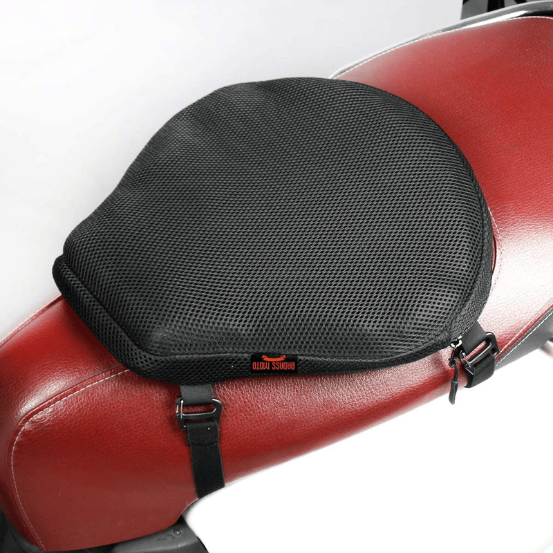 Badass Moto Motorcycle Seat Cushion - Air Filled Motorcycle Seat Pad Butt Protector - Breathable Motorcycle Seat Cover Reduces Pressure and Fatigue. Makes Long Rides More Comfortable. Vehicles & Parts > Vehicle Parts & Accessories > Vehicle Maintenance, Care & Decor > Vehicle Covers > Vehicle Storage Covers > Motorcycle Storage Covers Badass Moto   