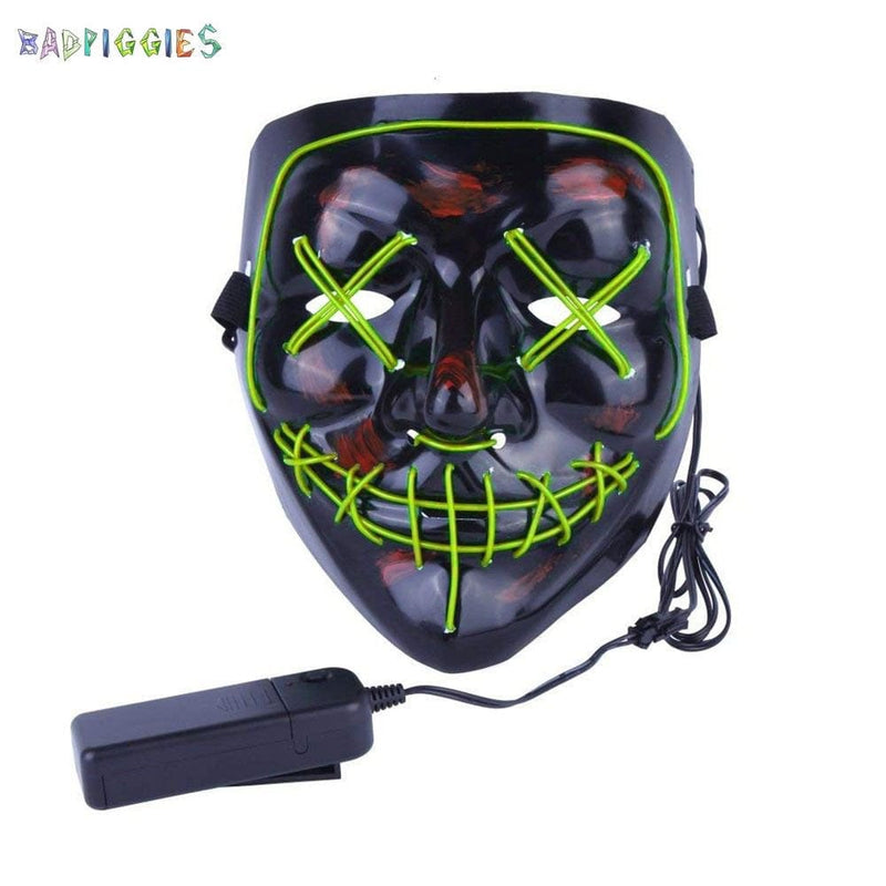 Badpiggies Halloween Scary Mask Cosplay Led Costume Mask 4 Modes Lightup for Festival Party (Fluorescent Green) Apparel & Accessories > Costumes & Accessories > Masks BadPiggies   