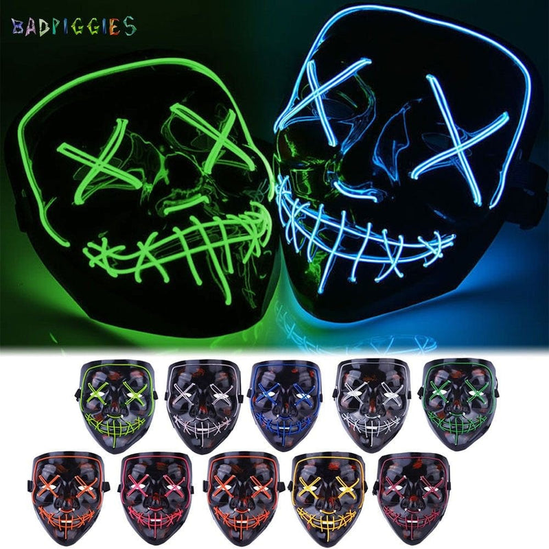 Badpiggies Halloween Scary Mask Cosplay Led Costume Mask 4 Modes Lightup for Festival Party (Fluorescent Green) Apparel & Accessories > Costumes & Accessories > Masks BadPiggies   