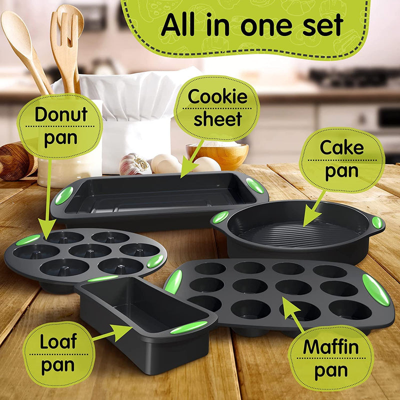 Silicone Bakeware Set Cooking, Cake Pans Pizza Mold,Nonstick Baking Cake Pans Set, Cupcake Baking Cups Home & Garden > Kitchen & Dining > Cookware & Bakeware LUNELL   