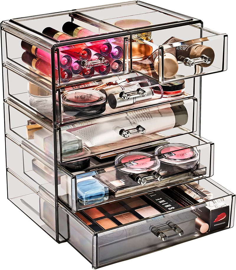 Sorbus Clear Cosmetics Makeup Organizer - Big & Spacious Acrylic Display Case - Stylish Designed Jewelry & Make up Organizers and Storage for Vanity, Bathroom (4 Large, 2 Small Drawers) Home & Garden > Household Supplies > Storage & Organization Sorbus Black Jewel 4 Large, 2 Small Drawers 