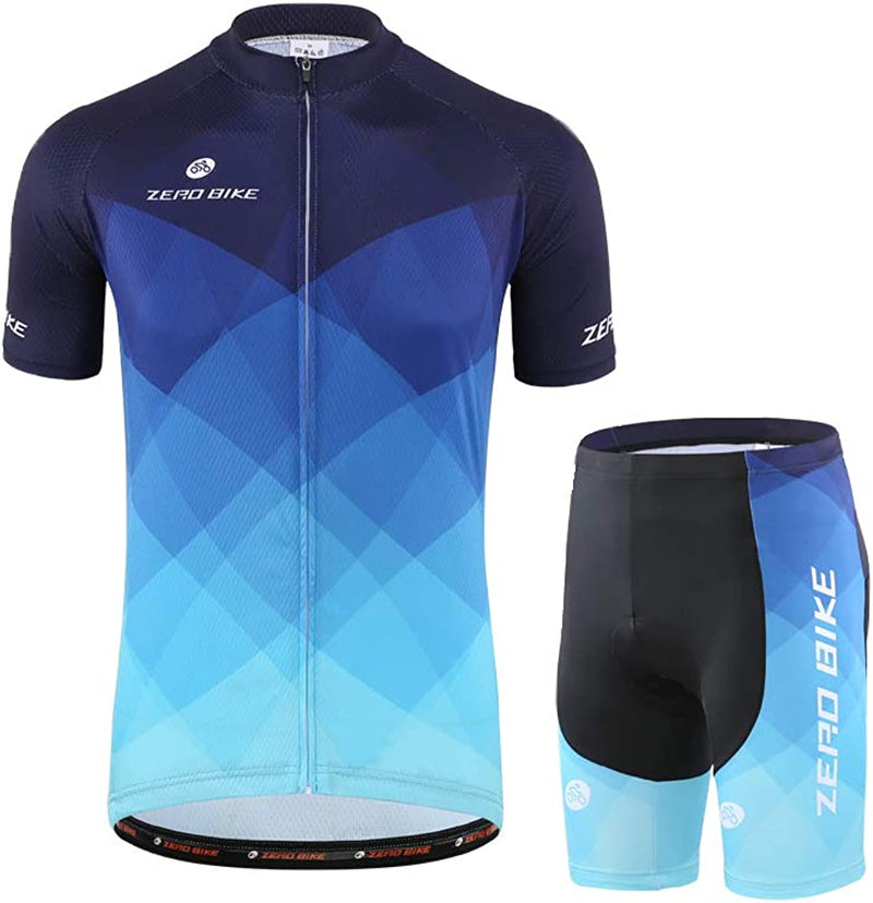 ZEROBIKE Men'S Short Sleeve Cycling Jersey Set Breathable Quick Dry 3D Padded Bicycle Shorts MTB Bike Clothing Sporting Goods > Outdoor Recreation > Cycling > Cycling Apparel & Accessories ZEROBIKE New Type 1 XX-Large 