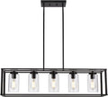 VINLUZ Single 1 Light Black and Brushed Nickel Modern Glass Pendant Light Industrial Modern Metal Chandelier with Clear Glass Shade for Dining Room Kitchen Island Foyer Cafe Home & Garden > Lighting > Lighting Fixtures VINLUZ Black 5 Light 