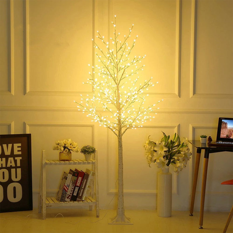 Ktaxon 6Ft Birch Tree 96LED Lights White for Home Festival Party &Christmas Decoration
