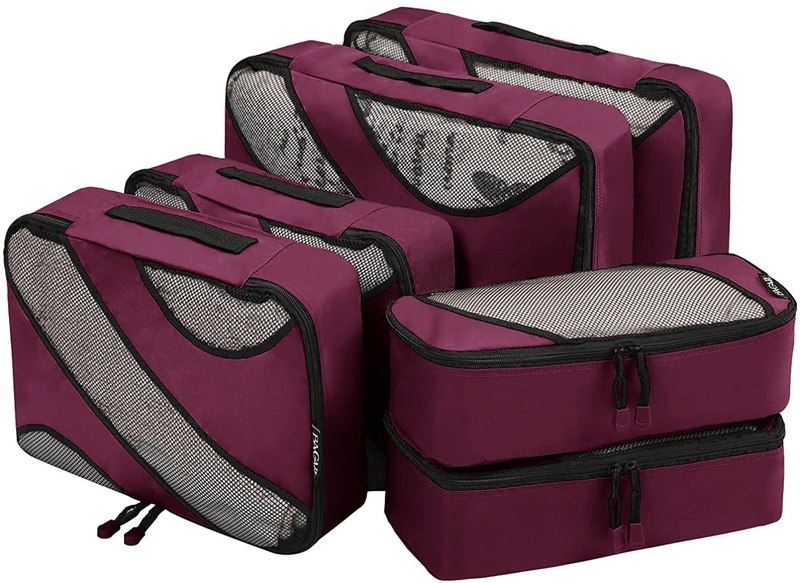 Bagail 6 Set Packing Cubes,3 Various Sizes Travel Luggage Packing Organizers Cameras & Optics > Camera & Optic Accessories > Camera Parts & Accessories > Camera Bags & Cases BAGAIL Burgundy  