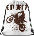 BAIFUMEN Got Dirt Bike Motorcross Racing Print Drawstring Backpack,Sackpack String Bag Cinch Water Resistant Nylon Beach Bag for Gym Shopping Sport Yoga