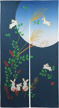 BAIHT HOME Japanese Noren Door Curtain Tapestry Running Rabbit under Moon Doorway Curtain Room Divider Yellow 33X59 Inch