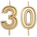 Bailym 30th Birthday Candles, Gold Number 30 Cake Topper for Birthday Decorations Party Decoration Home & Garden > Decor > Home Fragrances > Candles MEQTBY Gold  
