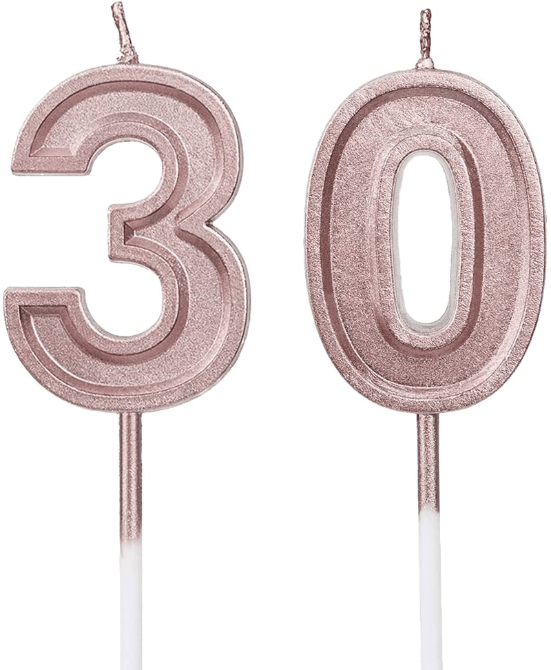 Bailym 30th Birthday Candles, Gold Number 30 Cake Topper for Birthday Decorations Party Decoration Home & Garden > Decor > Home Fragrances > Candles MEQTBY Rose Gold  