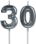 Bailym 30th Birthday Candles, Gold Number 30 Cake Topper for Birthday Decorations Party Decoration Home & Garden > Decor > Home Fragrances > Candles MEQTBY Silver  